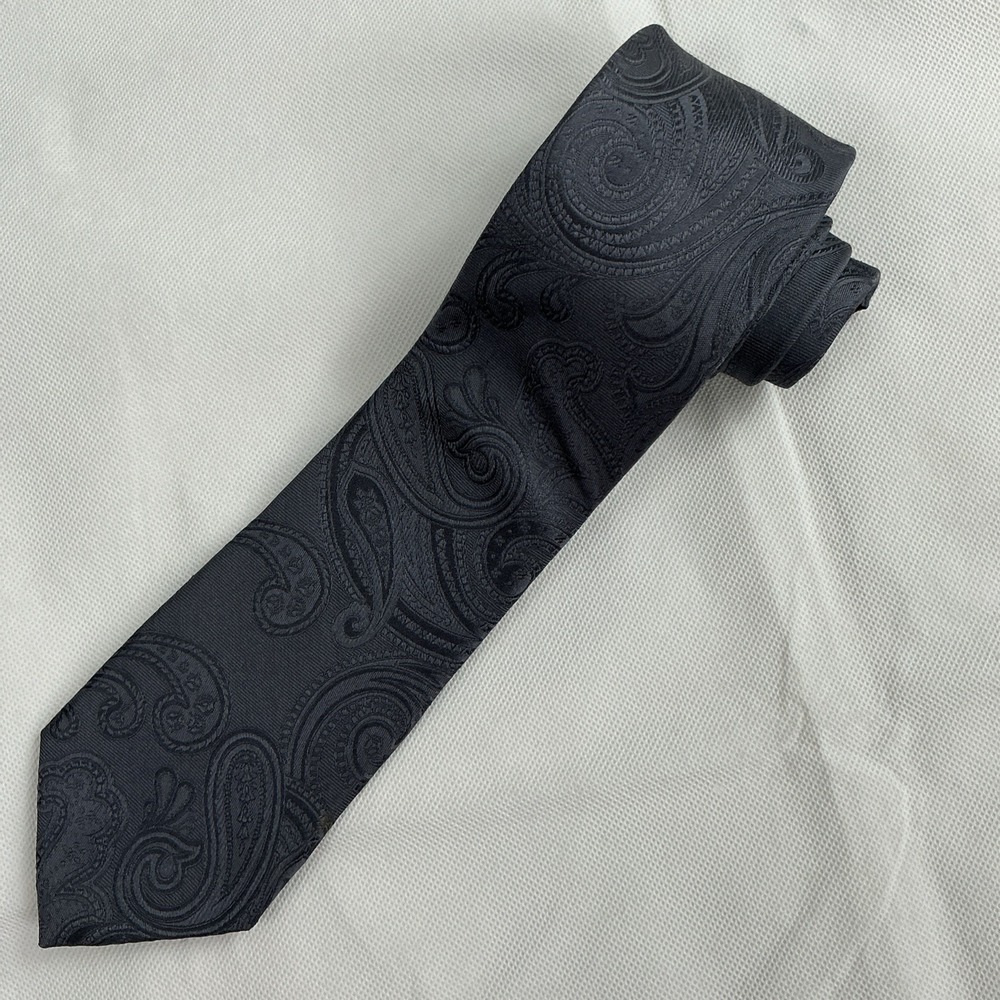 Michael Kors Men's Tie 100% Silk Classic Designer Gray Paisley Jacquard
